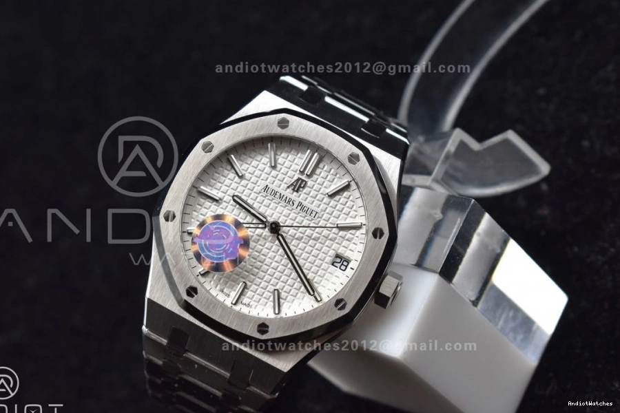 APSF A4302 Royal 15500 Clone Oak Bracelet SS on 41mm Textured 449 Best Affordable Super Edition 1:1 White SS Dial 0206